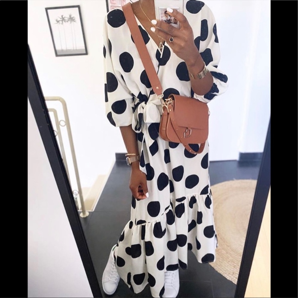 H&M polka dot faux wrap dress - Picture 2 of 4